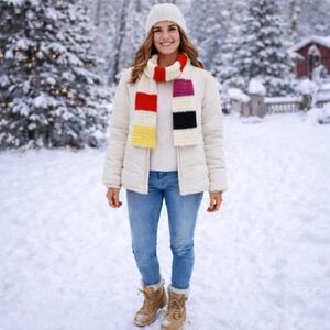 Handmade Cozy Colorful Striped Crocheted Scarf Unisex - New